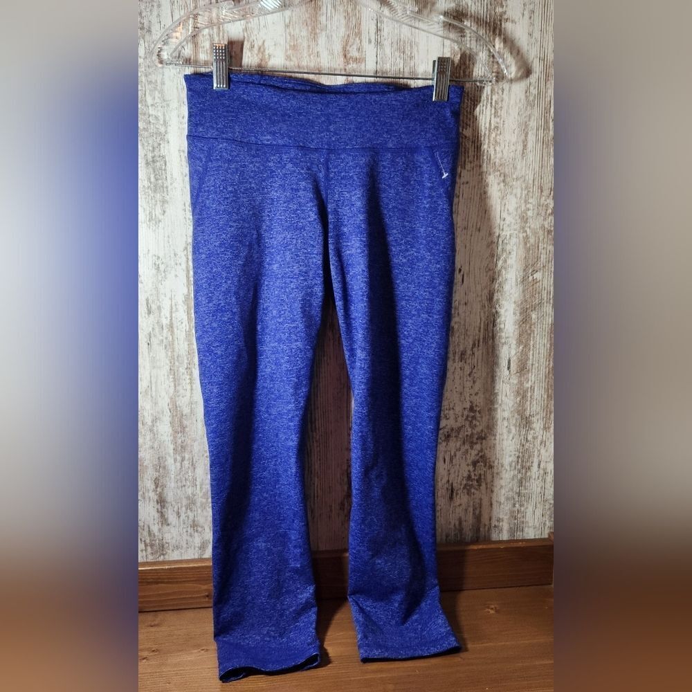 Under Armour Women's Heathered Blue Athletic Heat Gear Legging Tights Gym Pants